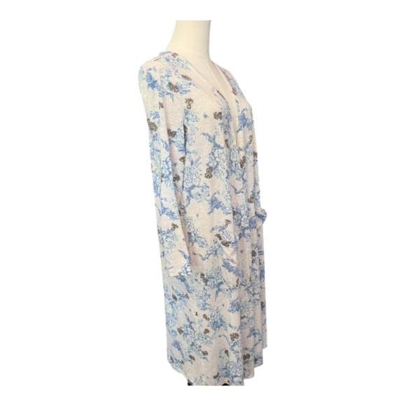 โจ EUC Lularoe Blue White Gray Floral Maxi Open Front Cardigan | Size M - Picture 4 of 8